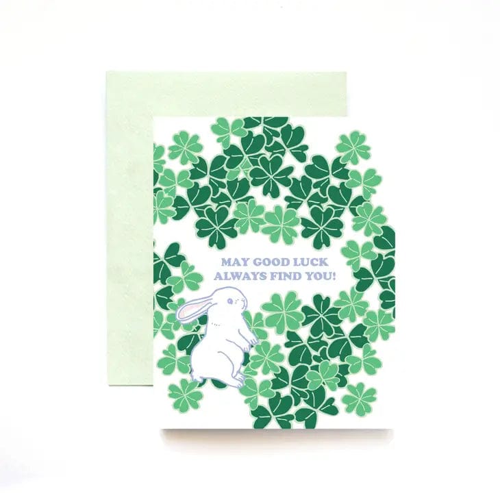 Ilootpaperie Card Good Luck Bunny in Clovers Greeting Card