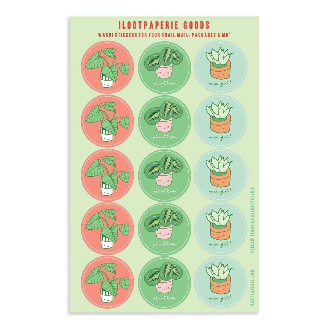 Ilootpaperie Sticker Sheets Plant Lovers Washi Tape Sticker Set