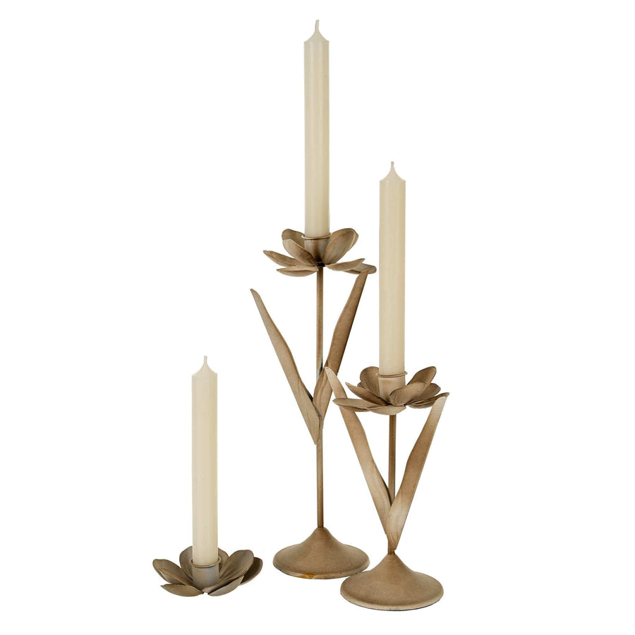 Indaba Bloom Candleholder, Rustic White