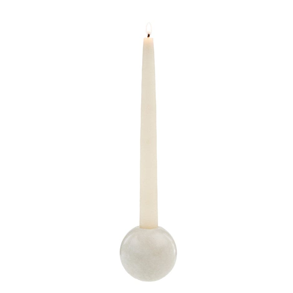 Indaba Candle Holders Stone Sphere Candle Holder, White Marble