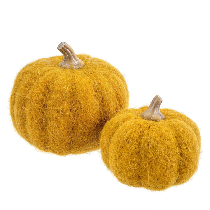 Indaba Fall Decor Felt Pumpkin, Ochre