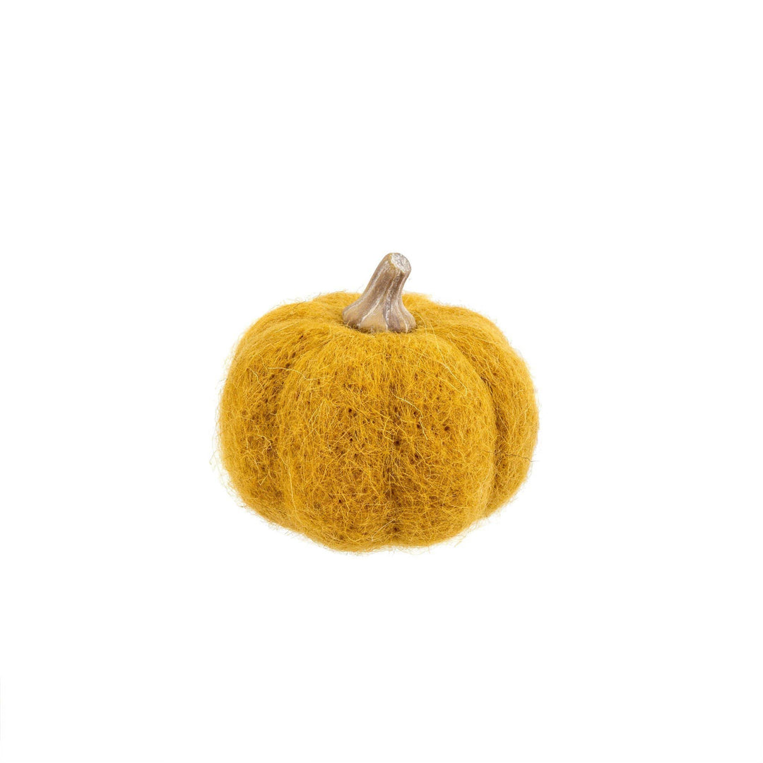 Indaba Fall Decor Small Felt Pumpkin, Ochre