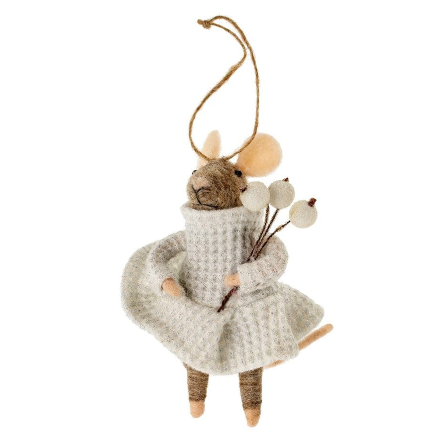 Indaba Ornaments Winter White Wendy Mouse Ornament