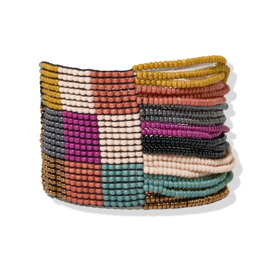 Ink + Alloy Bracelet Muted Check Woven Multi Layer Bracelet