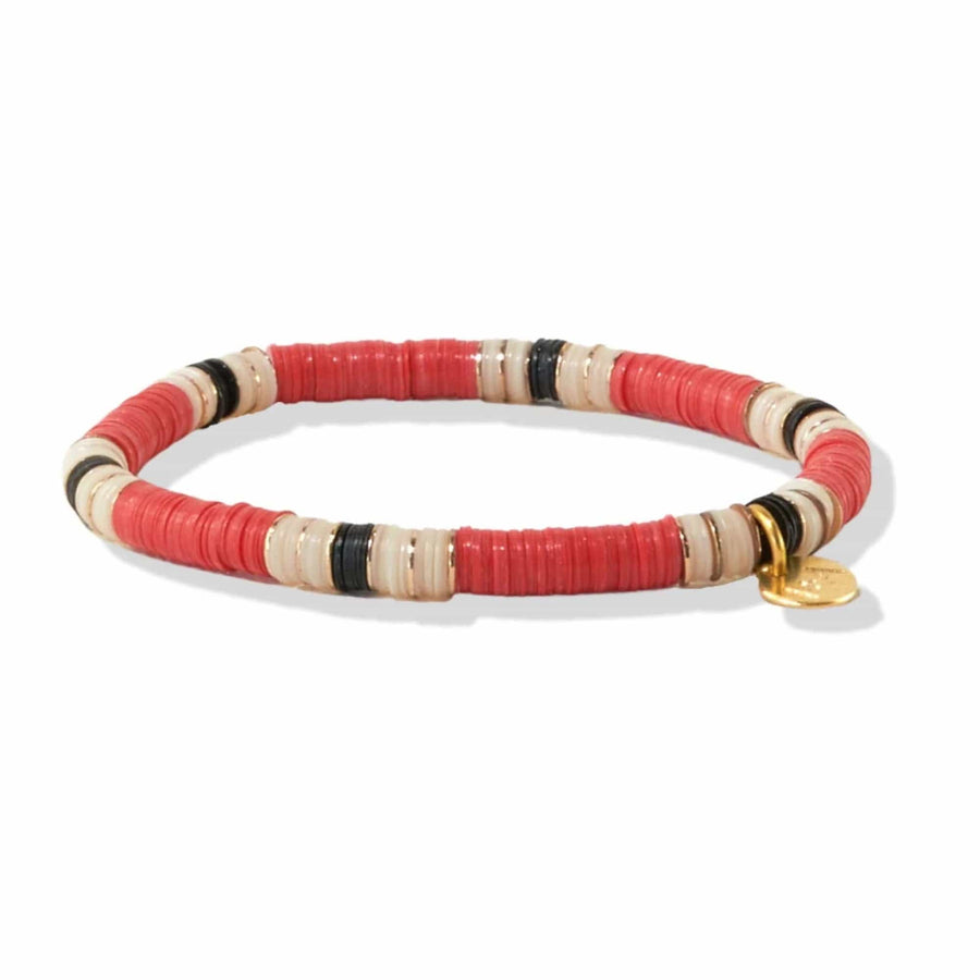 Ink + Alloy Bracelets Coral Ivory Stripe Color Block Sequin Stretch Bracelet