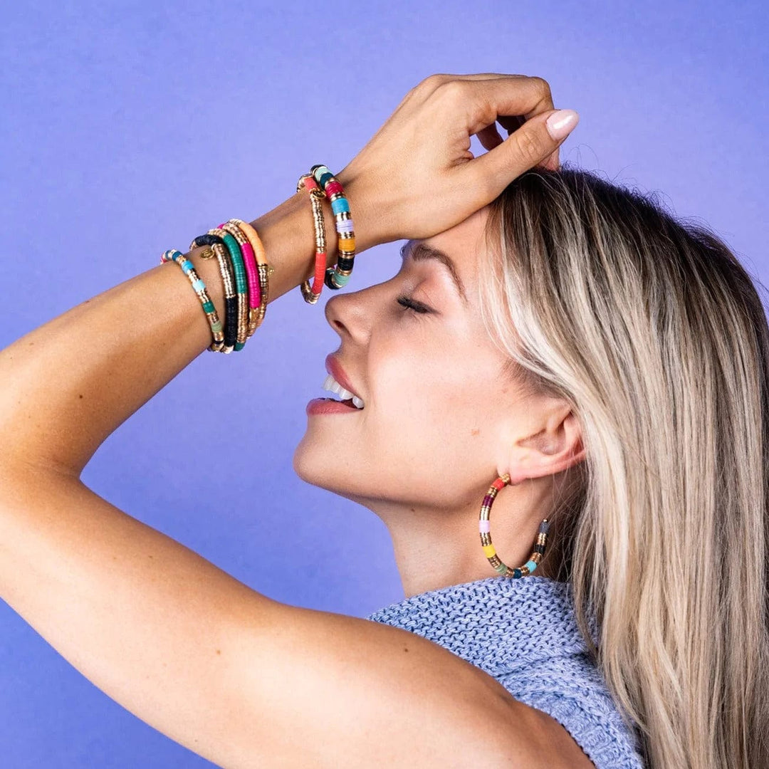 Ink + Alloy Bracelets Hot Pink Gold Sequin Stretch Bracelet