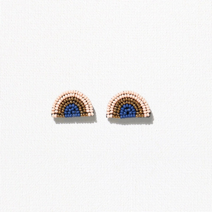 Ink + Alloy Earrings Blush Pink Gold Lapis Seed Bead Rainbow Post Earrings