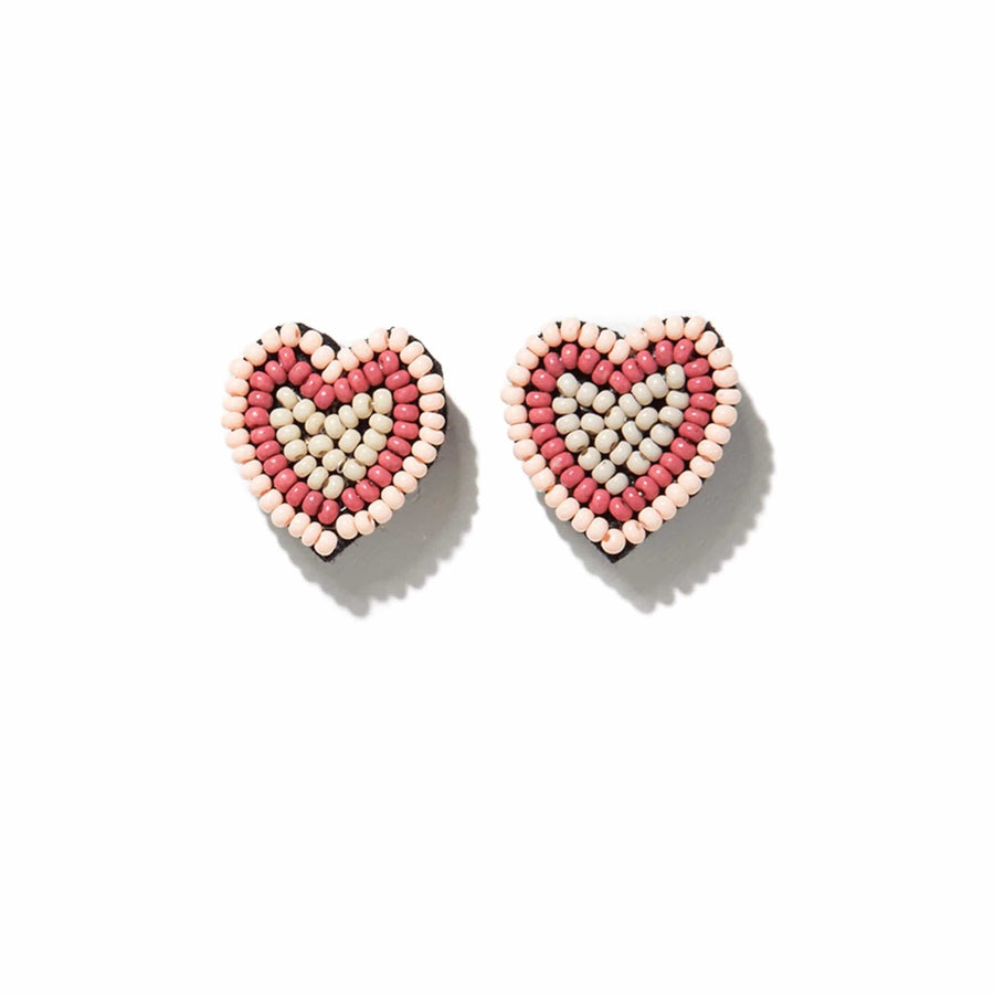 Ink + Alloy Earrings Blush Pink Heart Seed Bead Earring