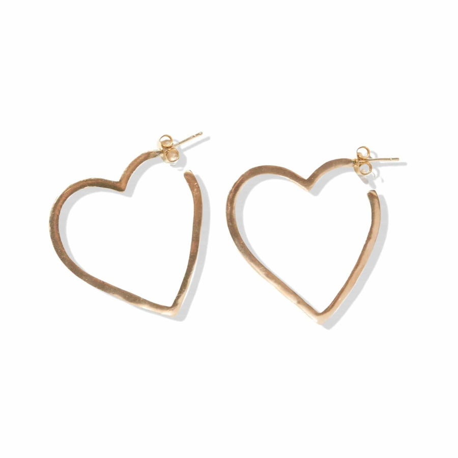 Ink + Alloy Earrings Brass Flat Heart Hoop Earrings