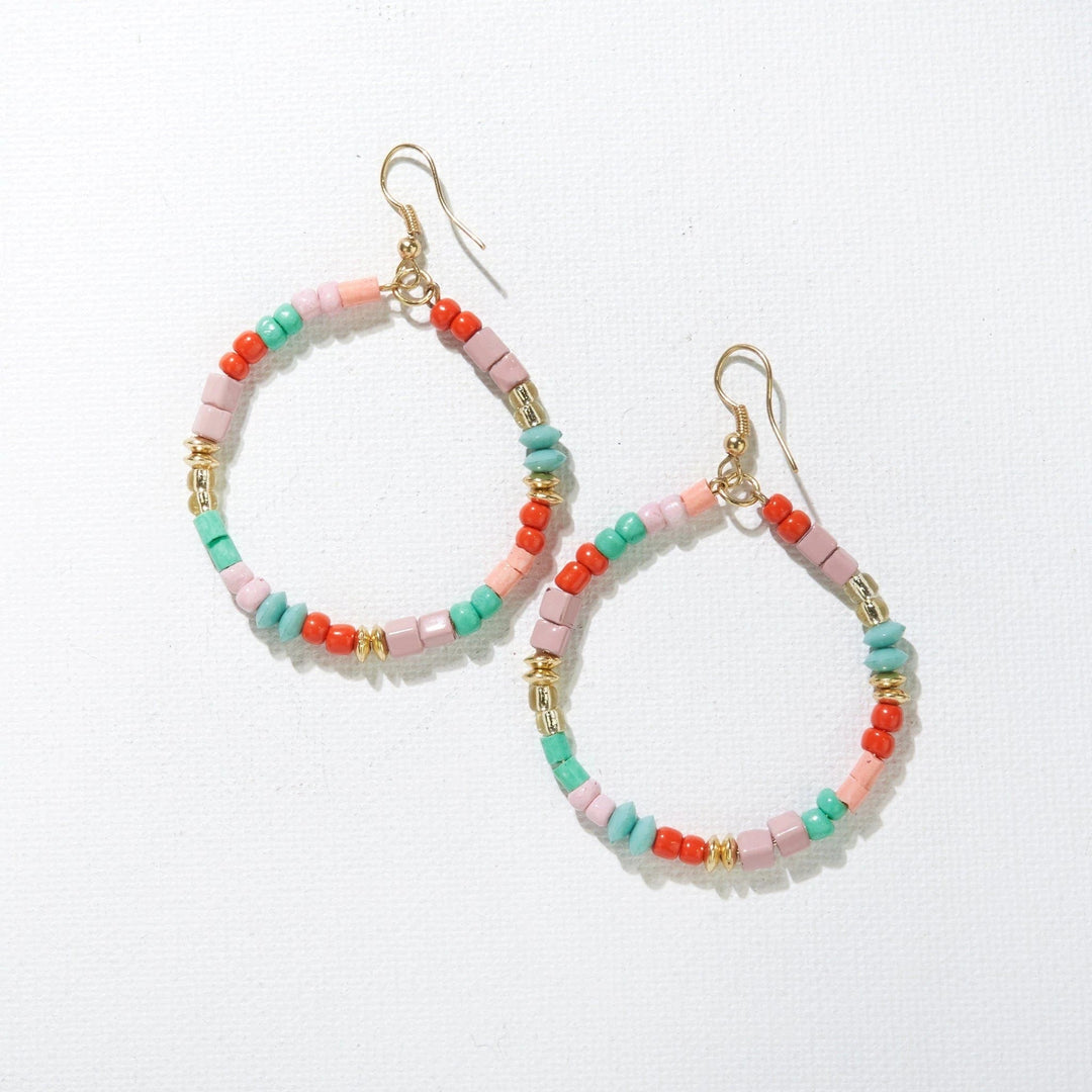 Ink + Alloy Earrings Lilac Blush Mix Bead Hoop Earrings