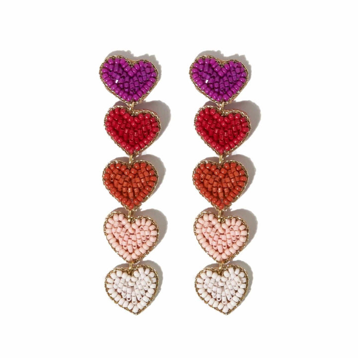Ink + Alloy Earrings Magenta Ombre 5 Heart Dangle Post Earring