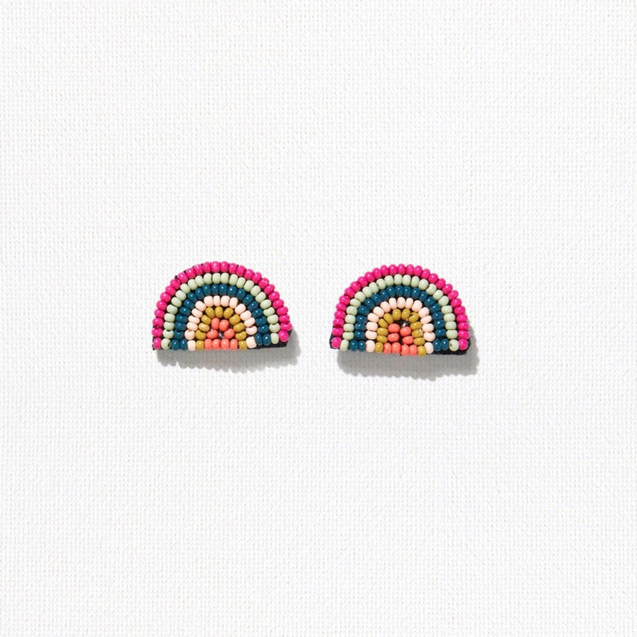 Ink + Alloy Earrings Pink Mint Peacock Citron Coral Seed Bead Rainbow Post Earrings