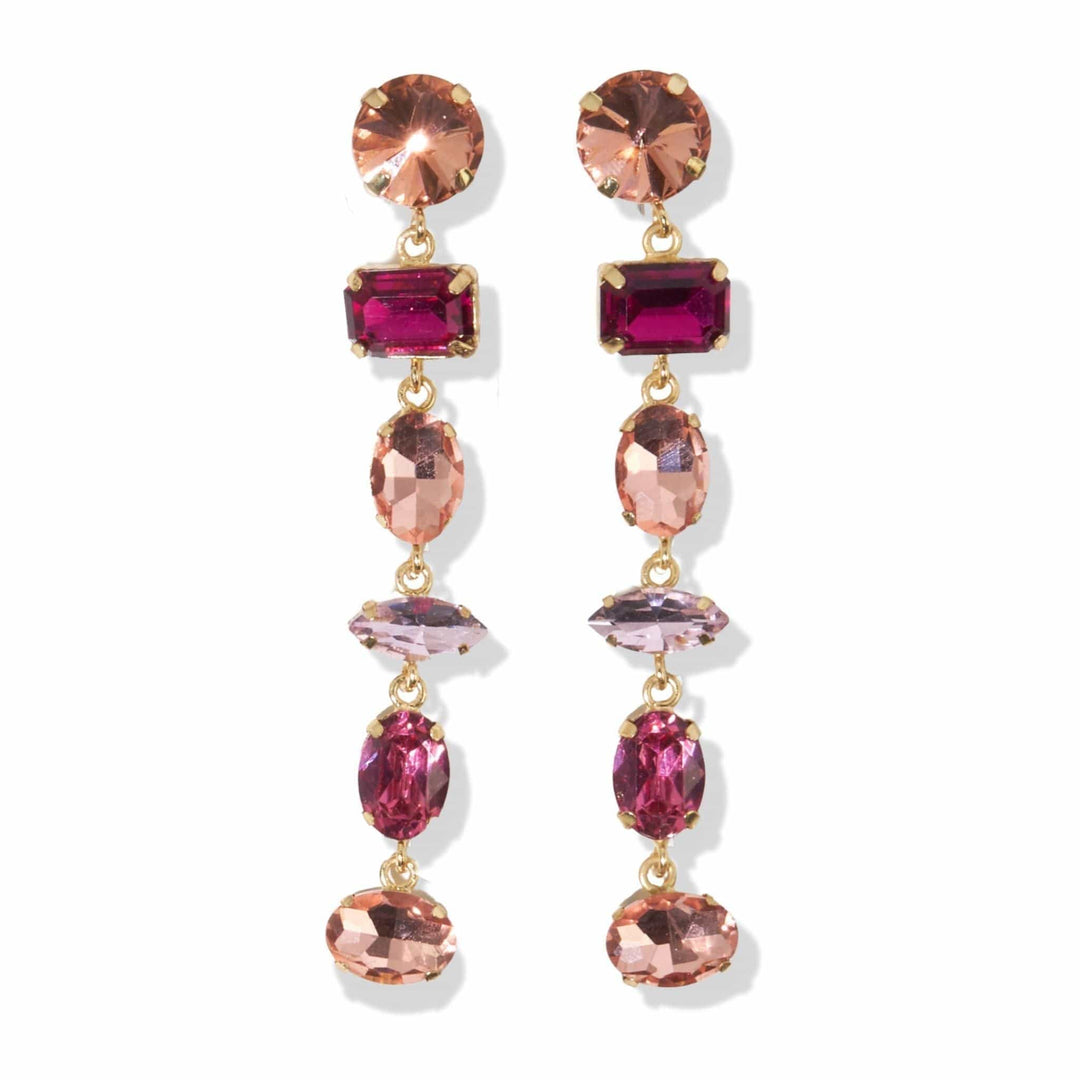 Ink + Alloy Earrings Pink Ombre Tier Crystal Earring