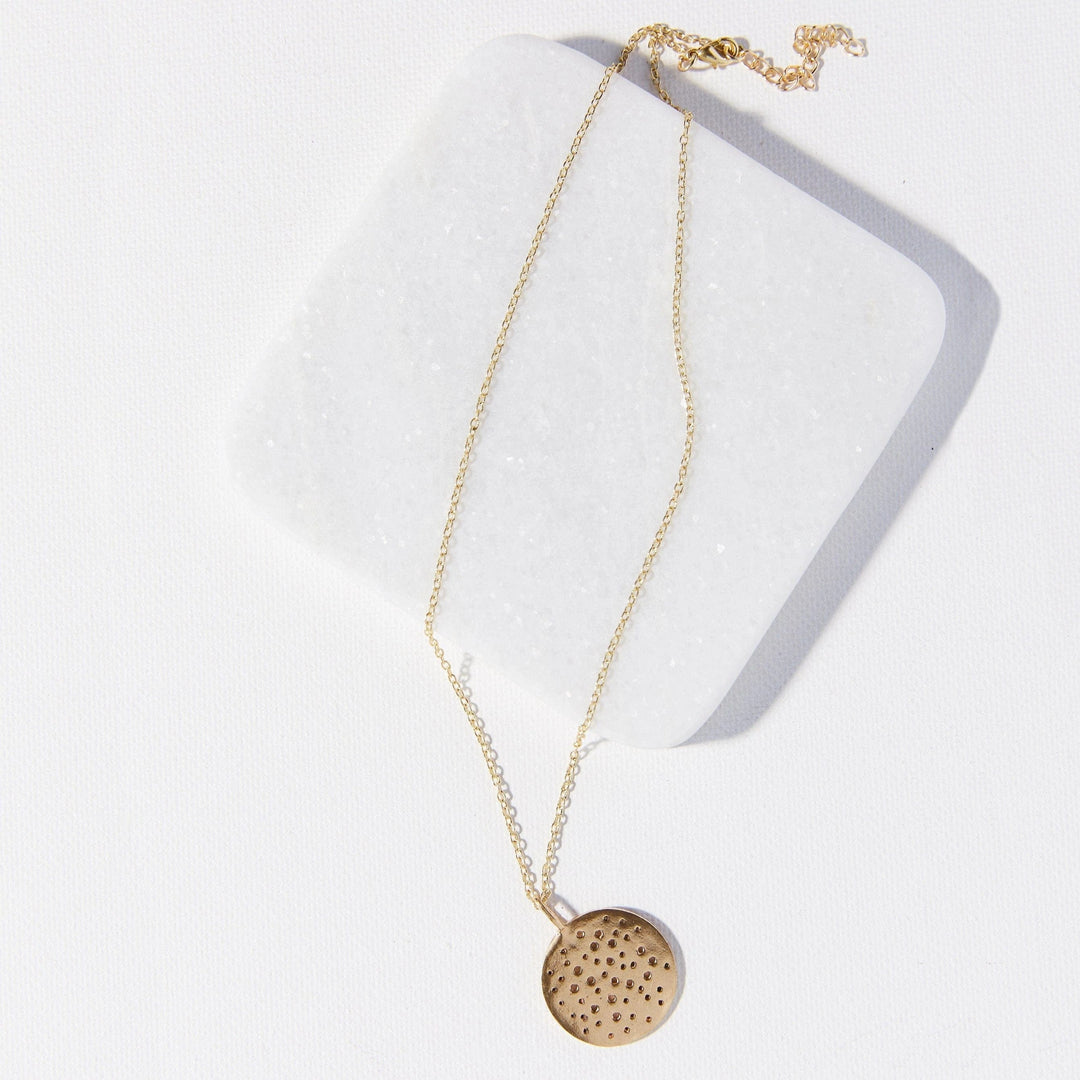 Ink + Alloy Necklace Brass Circle with Holes Necklace