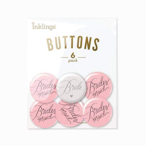 Inklings Pin Bridal Party Buttons - Champagne Pink