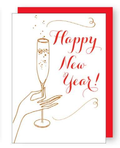 J. Falkner Card Champagne New Year Enclosure Card