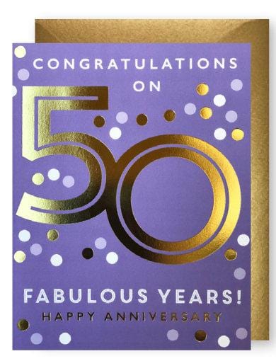 J. Falkner Card Gold 50th Anniversary Card