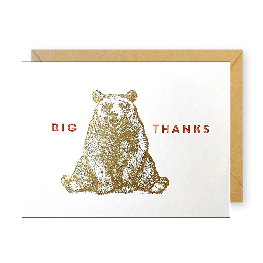 J. Falkner Card Gold Bear Big Thanks