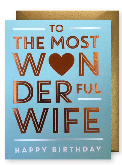 J. Falkner Card Wonderful Wife Birthday