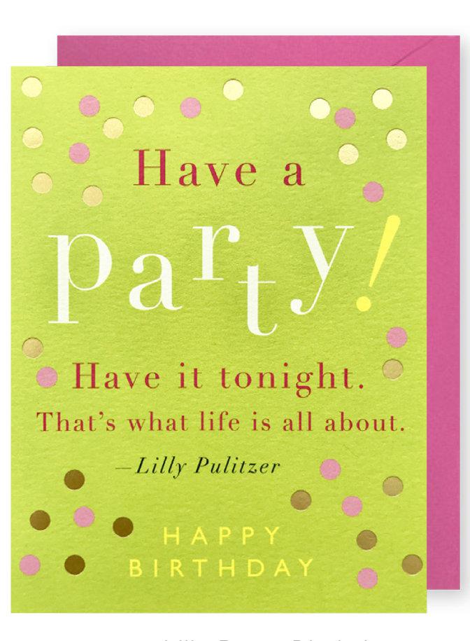 J. Falkner Single Card Lilly Party Birthday
