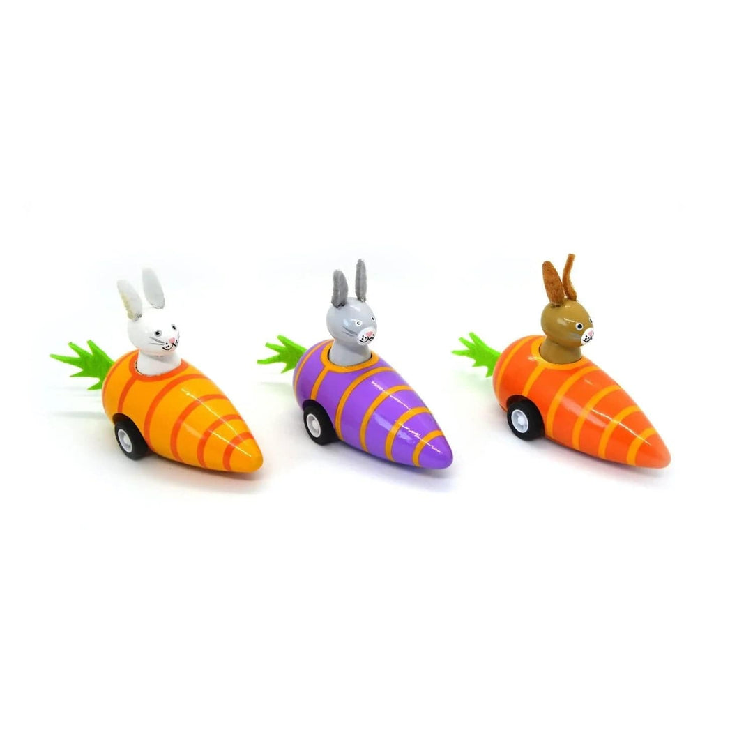 Jack Rabbit Wooden Toys Carrot Bunnies - Pull Back Racers