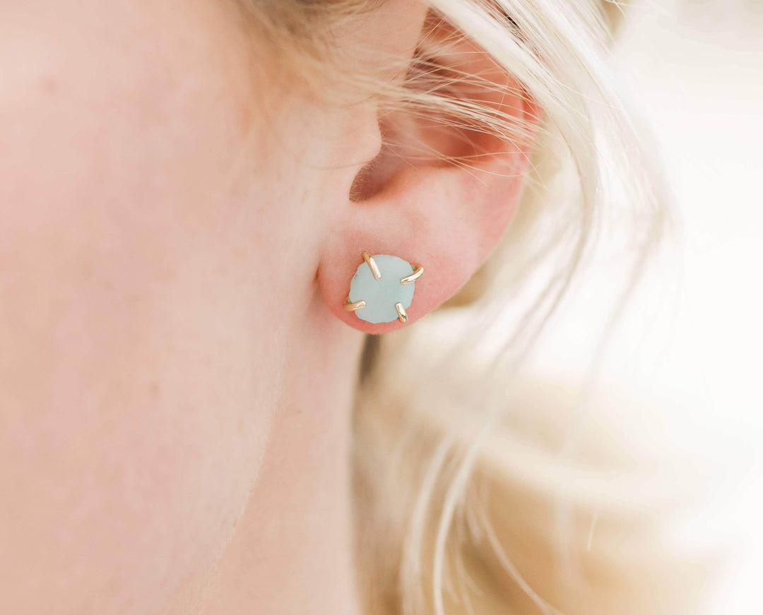 JaxKelly Earrings Amazonite Gemstone Prong Earrings