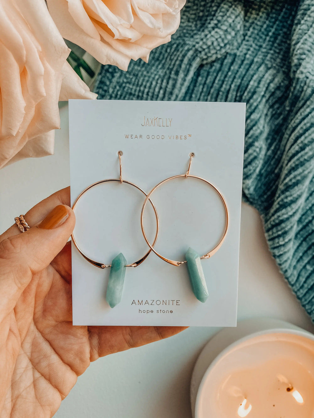 JaxKelly Earrings Amazonite Hoops