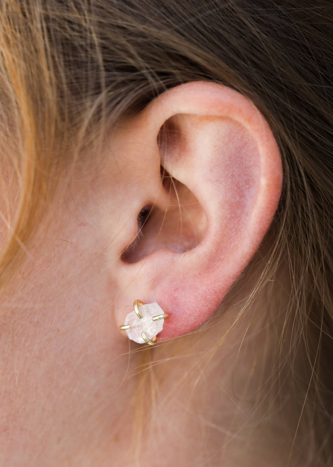 JaxKelly Earrings Clear Quartz Gemstone Prong Earrings