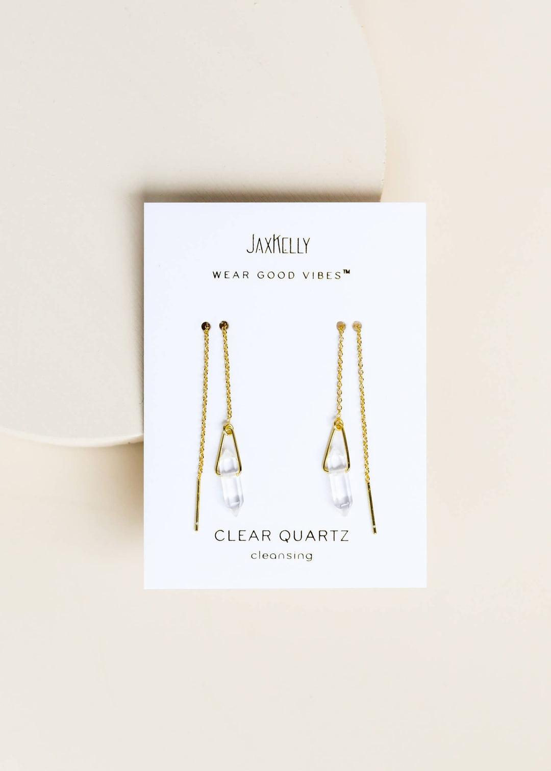 JaxKelly Earrings Clear Quartz Threader