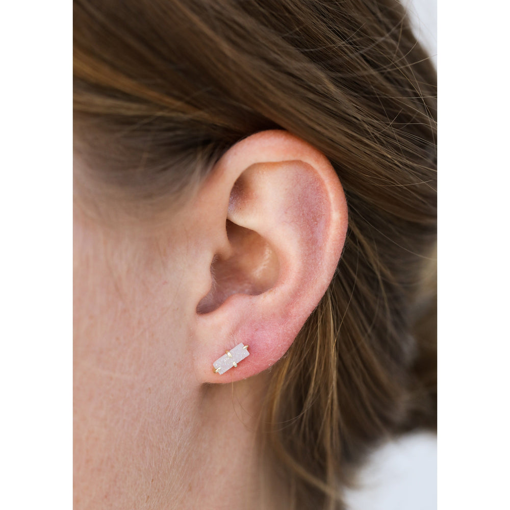 JaxKelly Earrings Druzy Bar Earrings - White