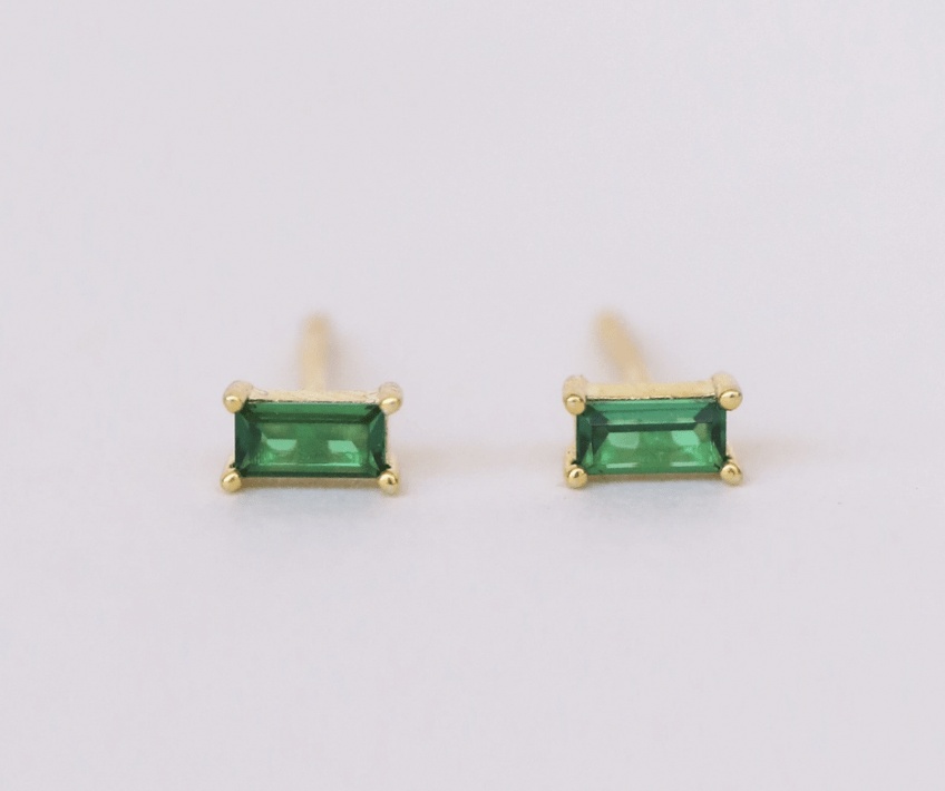JaxKelly Earrings Emerald Baguette