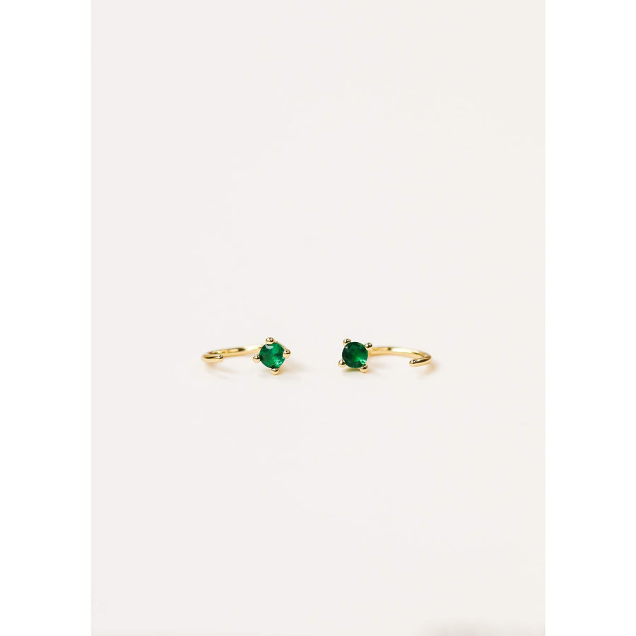 JaxKelly Earrings Emerald CZ Huggies