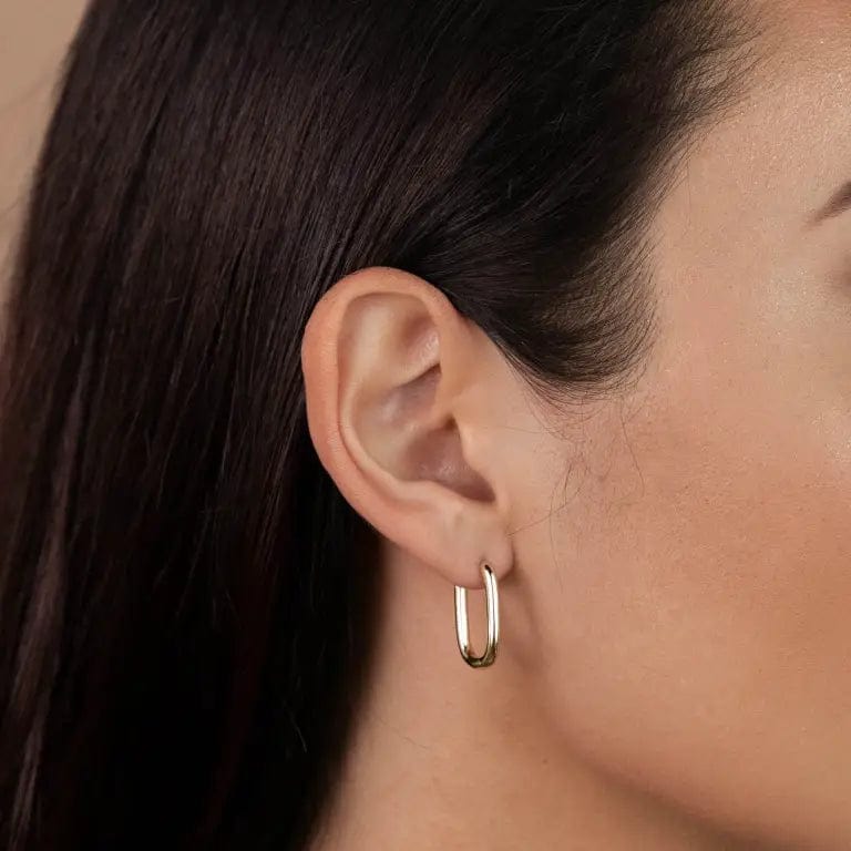 JaxKelly Earrings Gold Hoop - Large Rectangle