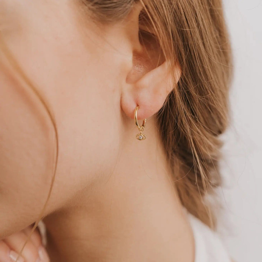 JaxKelly Earrings Golden Hoops - Evil Eye