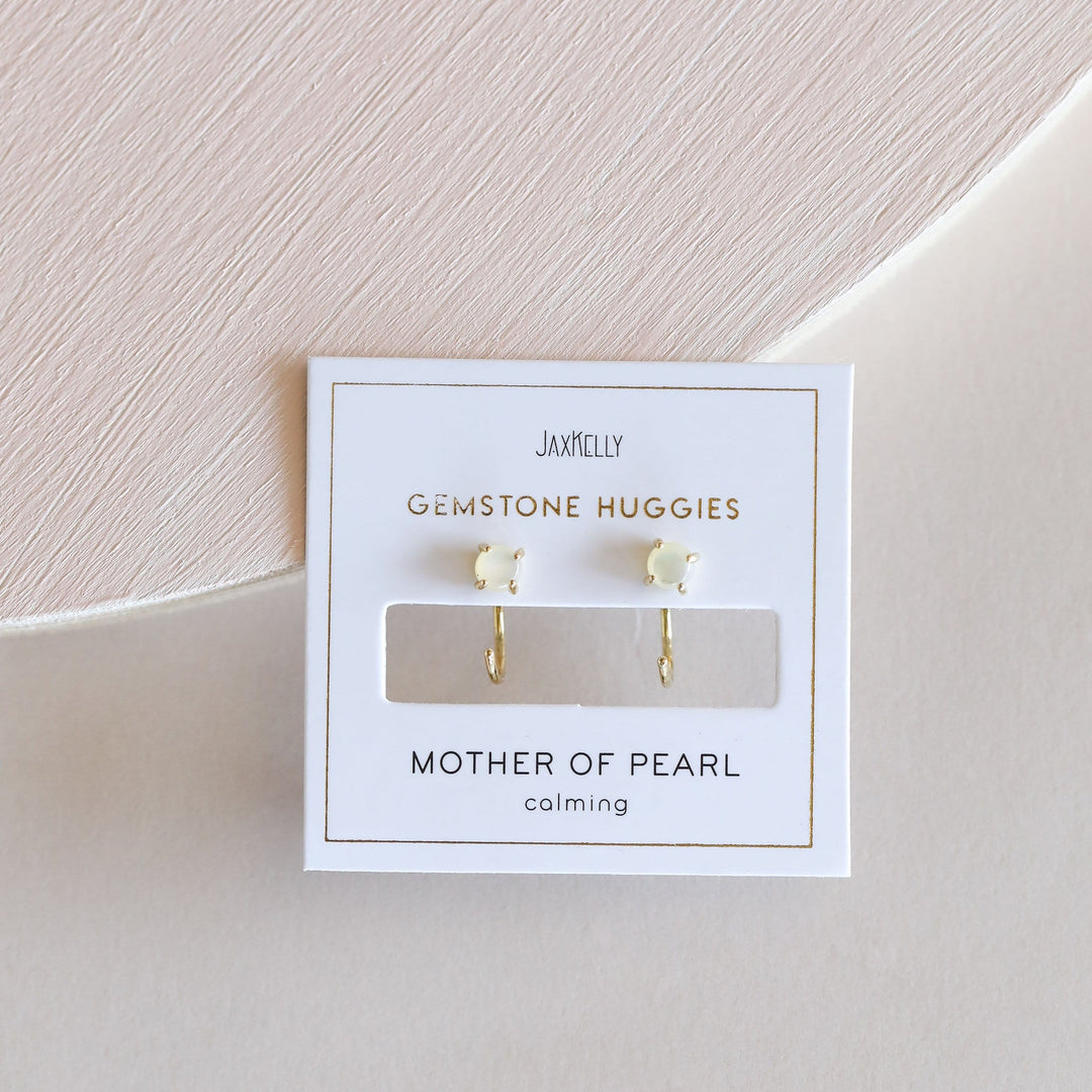 JaxKelly Earrings Mother of Pearl Huggies