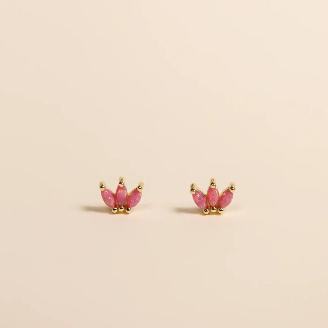 JaxKelly Earrings Opal Crown Stud - Pink