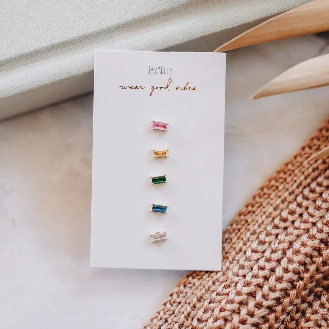 JaxKelly Earrings Rainbow Baguette