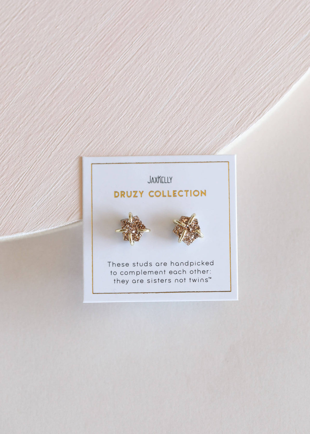 JaxKelly Earrings Rose Gold Druzy Prong Earrings
