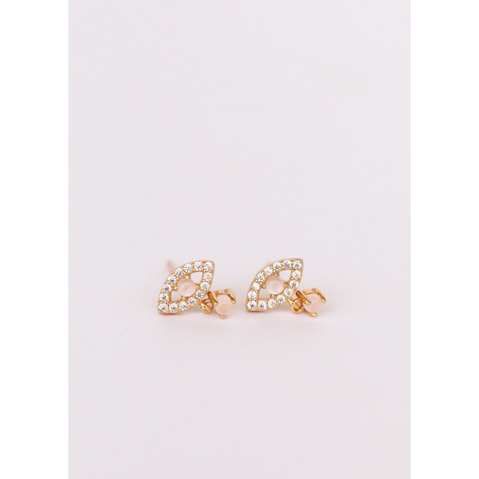 JaxKelly Earrings Rose Quartz Evil Eye Drop Earrings