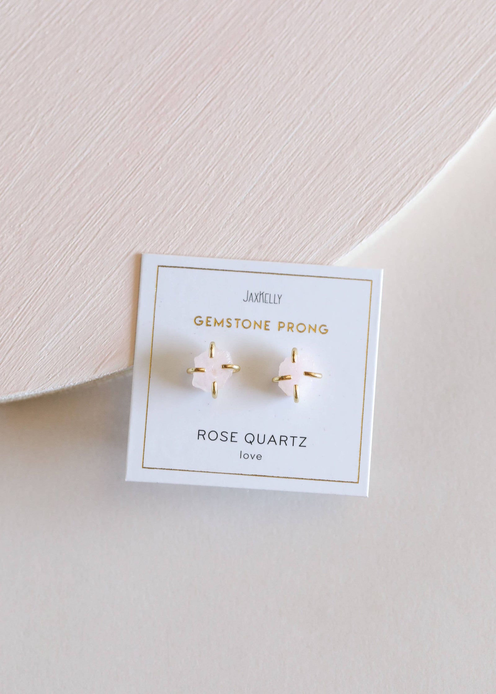 JaxKelly Earrings Rose Quartz Gemstone Prong Earrings