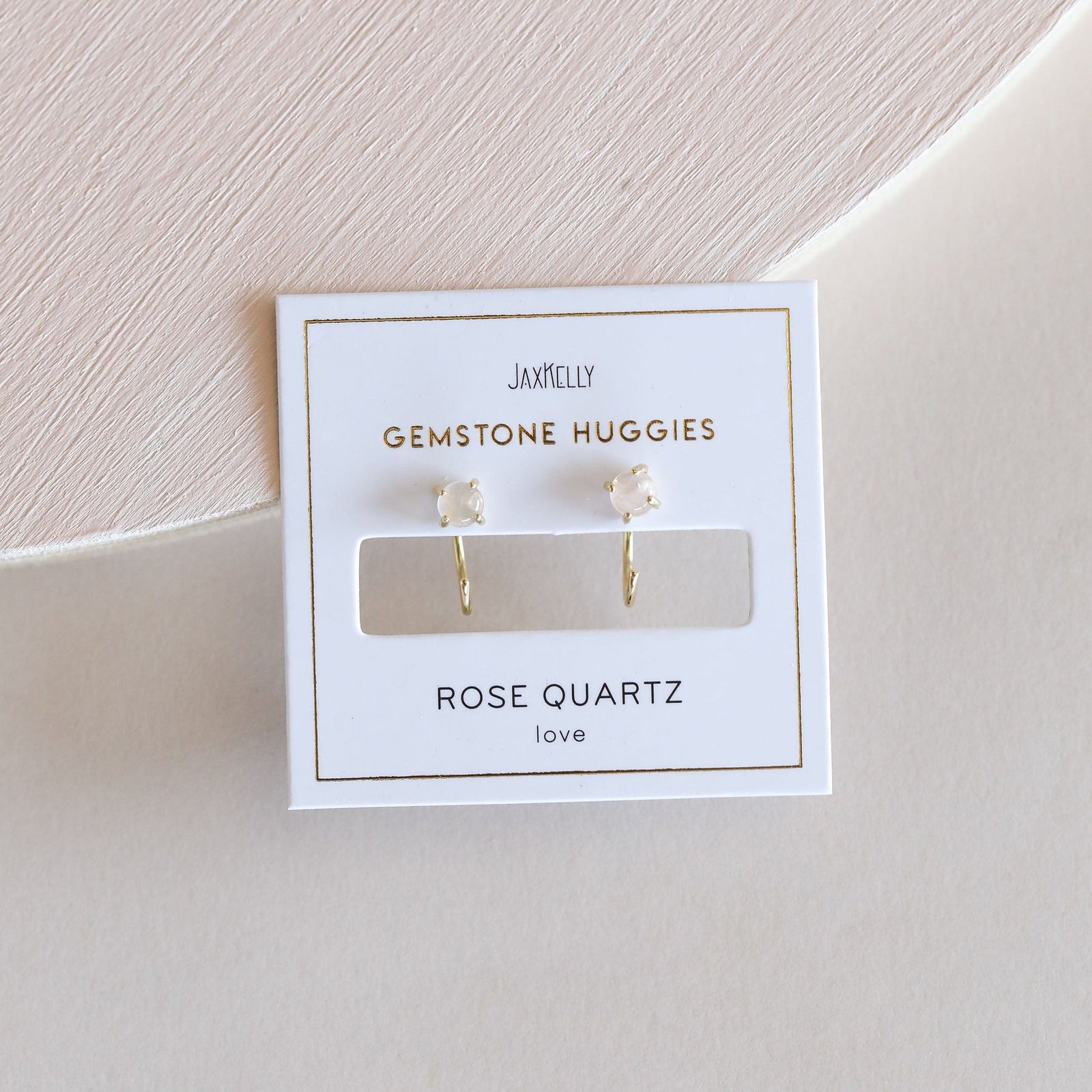 JaxKelly Earrings Rose Quartz Huggies