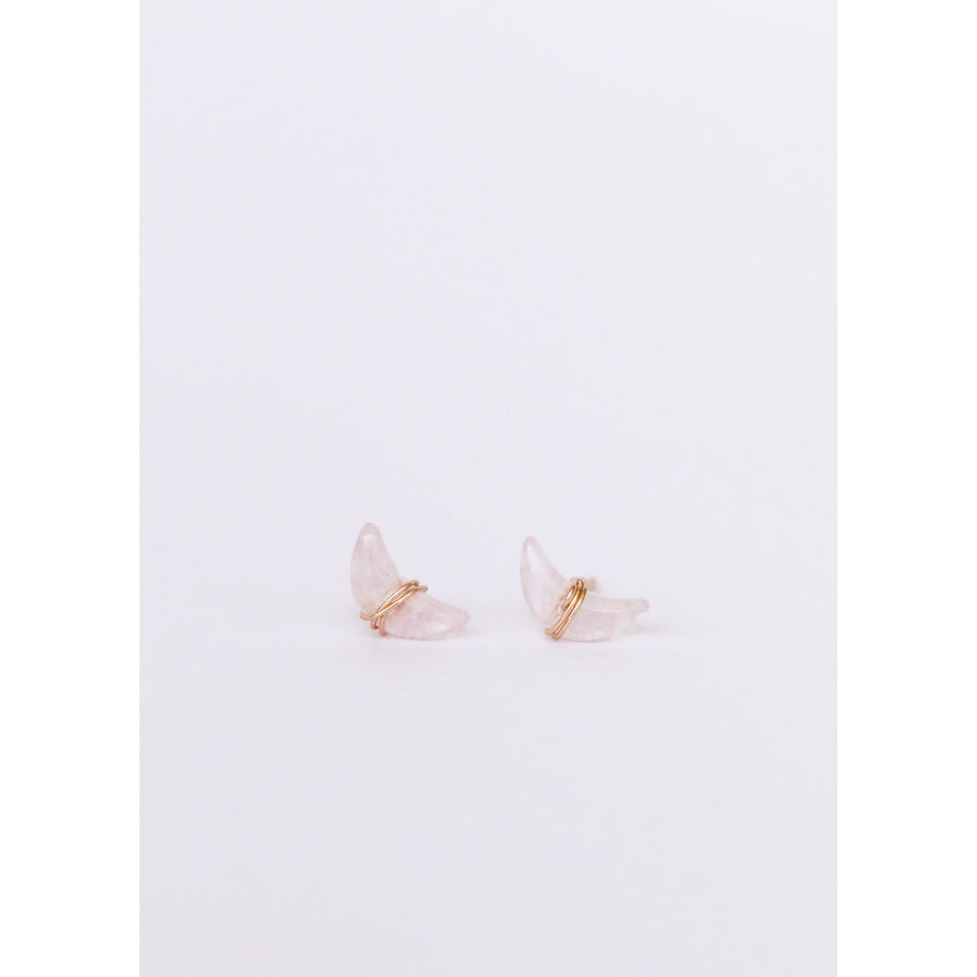 JaxKelly Earrings Rose Quartz Wire-Wrapped Moon Earrings