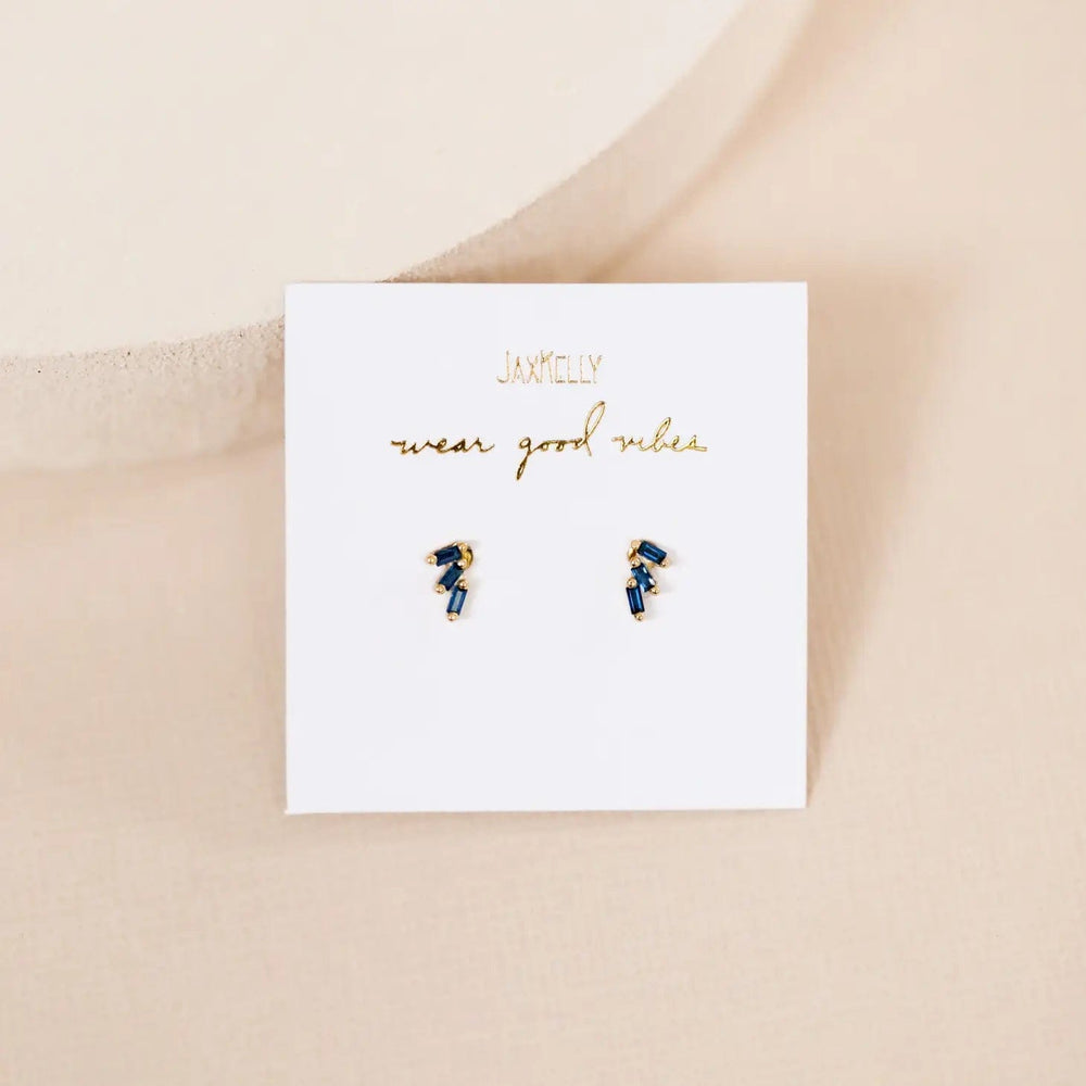 JaxKelly Earrings Sapphire Offset Trio Stack
