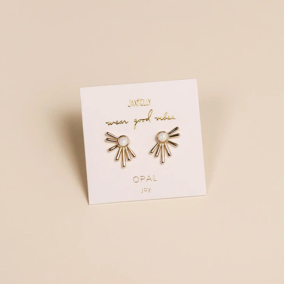 JaxKelly Earrings Sun Ray - White Opal