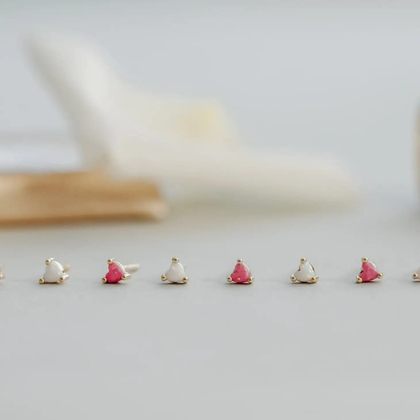 JaxKelly Earrings Tiny Opal Heart