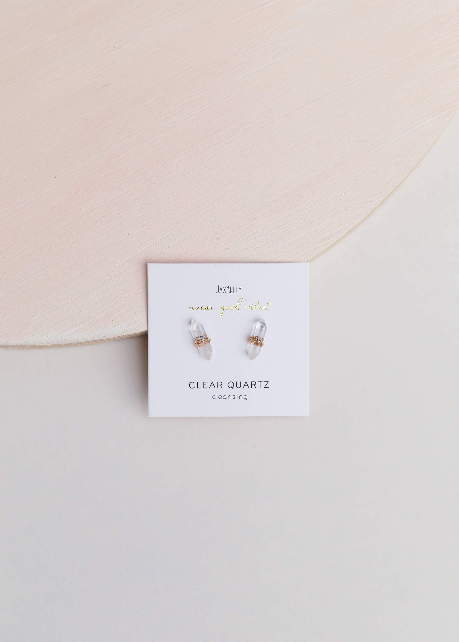 JaxKelly Jewelry Clear Quartz Mineral Point Studs