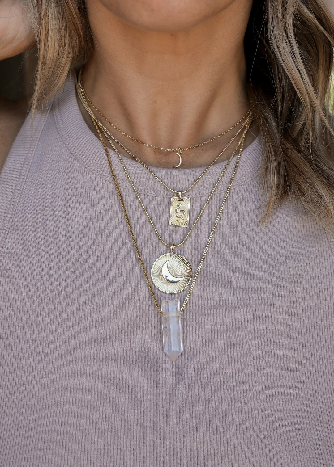 JaxKelly Ring Necklace - Clear Quartz Point