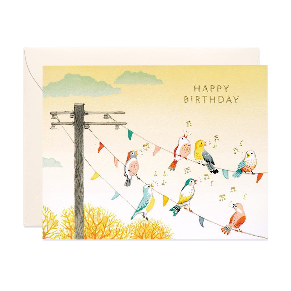 JooJoo Paper birthday card Birds on Wire Birthday Card