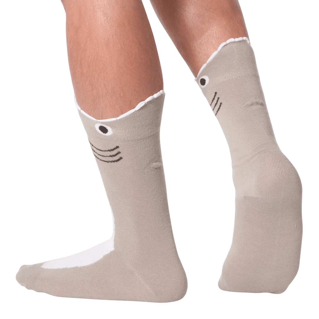 K. Bell Socks Men's Wide Mouth Shark Crew Socks