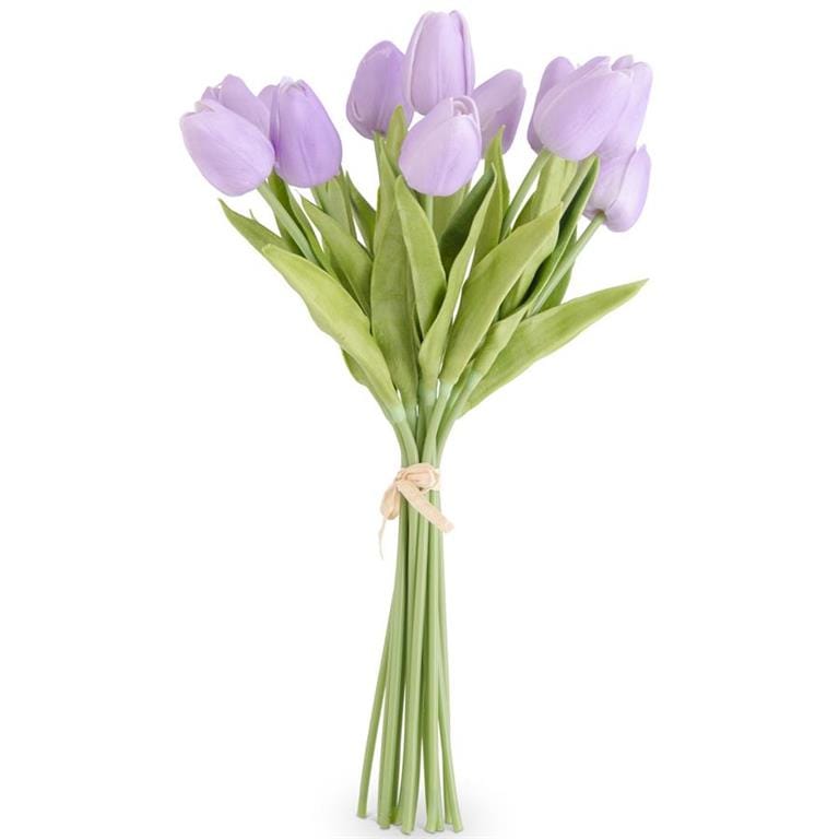 K&K Interiors Botanicals Light Purple 13.5 Inch RealTouch Mini Tulip Bundle